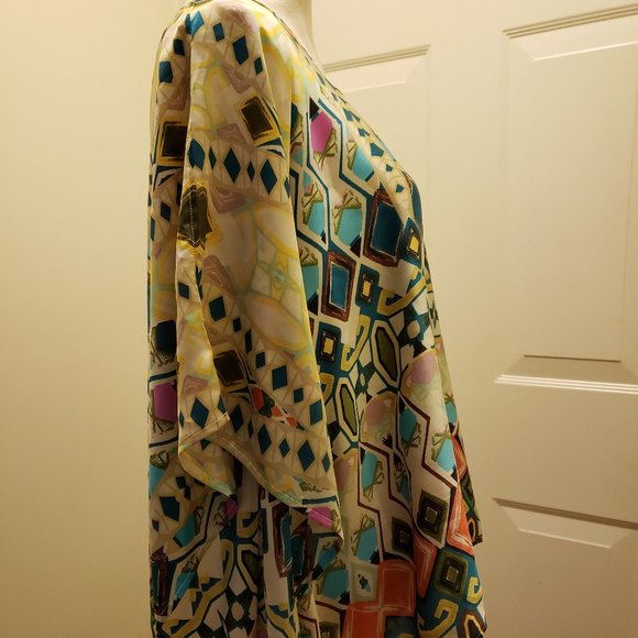 Chico's Abstract Print multi color Poncho - Picture 6 of 9